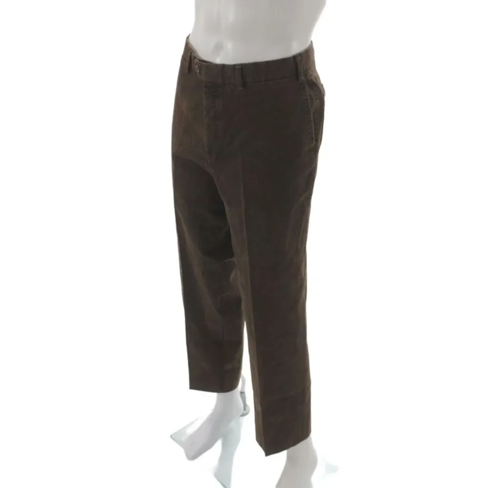 Hiltl Mens Chino Pants 98% Cotton Brown Button Solid Size 38